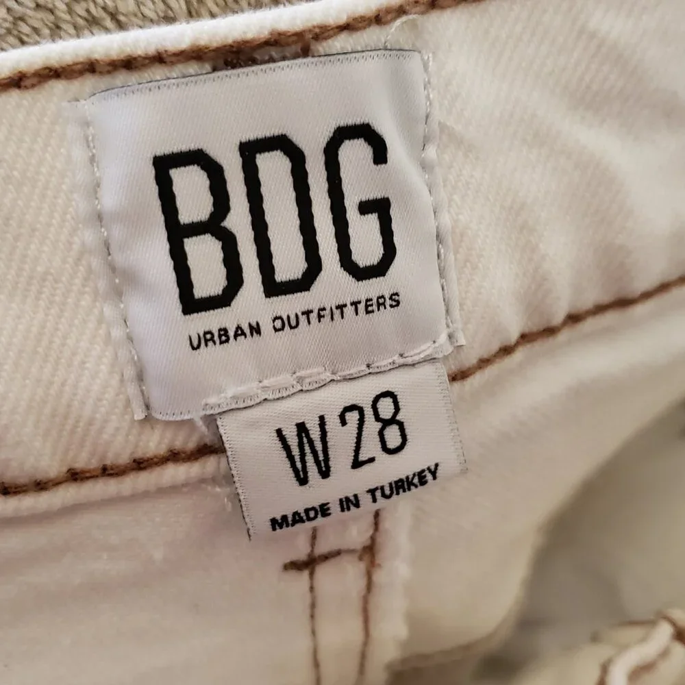 BDG Urban Outfitters‎ 28 Jean Shorts White Hi Rise Cut Offs Boho Coastal Casual